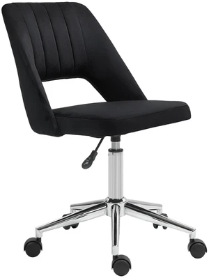 Office Chair Velvet Fabric Scallop Shape Computer Desk Chair, Black Office Chair Velvet Fabric Scallop Shape Computer Desk Chair, Black