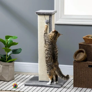 32" Tall Sisal Cat Scratching Post with Hanging Ball Grey 32" Tall Sisal Cat Scratching Post with Hanging Ball Grey