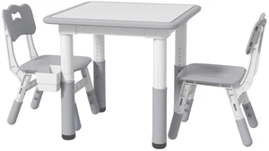 3 Pcs Adjustable Kids Table and Chair Set w/ Storage 3 Pcs Adjustable Kids Table and Chair Set w/ Storage