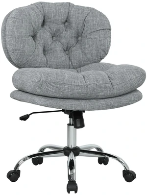 Armless Office Chair with Wide Thick Padded Seat, Grey Armless Office Chair with Wide Thick Padded Seat, Grey