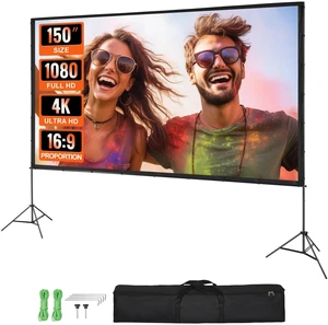 Projector Screen with Stand 150 inch 16:9 4K 1080 HD Movie Screen Tripods Projector Screen with Stand 150 inch 16:9 4K 1080 HD Movie Screen Tripods