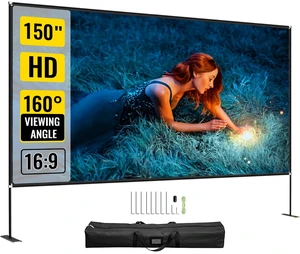 Outdoor Movie Screen w/ Stand Portable Projector Screen 150" 16:9 HD 4K Outdoor Movie Screen w/ Stand Portable Projector Screen 150" 16:9 HD 4K