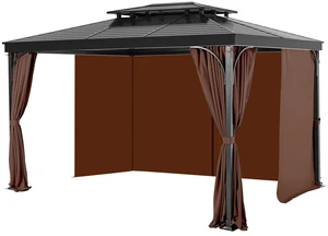 Gazebo Privacy Curtain 12' x 12' x 6.9' Waterproof Gazebo Curtains Coffee Gazebo Privacy Curtain 12' x 12' x 6.9' Waterproof Gazebo Curtains Coffee