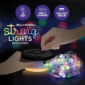 32 Ft Retractable Camping String Lights 125 LEDs Multicolor 32 Ft Retractable Camping String Lights 125 LEDs Multicolor