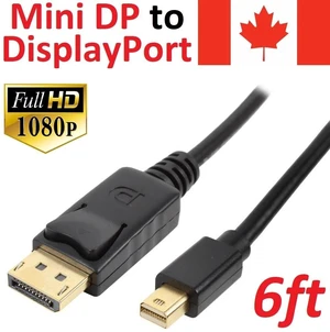 6ft Mini Display Port to DisplayPort Cable Adapter 1080p For Windows PC MacBook 6ft Mini Display Port to DisplayPort Cable Adapter 1080p For Windows PC MacBook