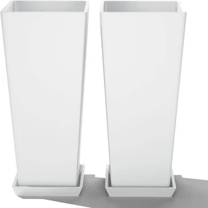 FENCY Set of 2 Tall Planters for Outdoor Plants, 24 Inch Large Tapered Pots with Drainage Trays, Weather-Resistant Plastic Plant Containers for Patio, Porch, Garden, Front Door Decor,White FENCY Set of 2 Tall Planters for Outdoor Plants, 24 Inch Large Tapered Pots with Drainage Trays, Weather-Resistant Plastic Plant Containers for Patio, Porch, Garden, Front Door Decor,White