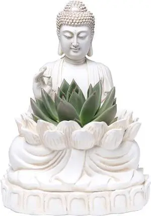 Buddha Planter 9.5" Tall Polyresin - Zen Plant Pot Holder for Succulent, Flower, Cactus - Garden Lotus Statue Indoor or Outdoor Decor Buddha Planter 9.5" Tall Polyresin - Zen Plant Pot Holder for Succulent, Flower, Cactus - Garden Lotus Statue Indoor or Outdoor Decor