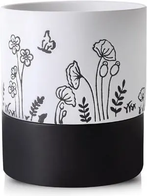 Nihow Self Watering Plant Pot: 6 Inch Ceramic Planter with Drainage Hole & Water Storage Plus for Indoor & Outdoor Plants - Cylinder Round Flower Pot for Succulent/Herbs/Violets -White Nihow Self Watering Plant Pot: 6 Inch Ceramic Planter with Drainage Hole & Water Storage Plus for Indoor & Outdoor Plants - Cylinder Round Flower Pot for Succulent/Herbs/Violets -White