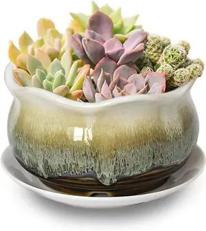 Dahlia 5.5'' Inch Rustic Drip Glazed Ceramic Planter/Succulent Pot/Plant Pot, Brown Dahlia 5.5'' Inch Rustic Drip Glazed Ceramic Planter/Succulent Pot/Plant Pot, Brown