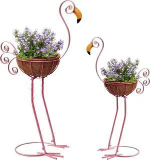 COOZZYHOUR Metal Flamingo Planter with Basket -Garden Bird Planters for Outdoor Indoor Lawn,Yard,Porch,Patio, Garden DecorationsSet of 2 COOZZYHOUR Metal Flamingo Planter with Basket -Garden Bird Planters for Outdoor Indoor Lawn,Yard,Porch,Patio, Garden DecorationsSet of 2