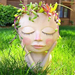 Face Planters Pots Head,Cute Succulents Plants Planters,Creative Resin Pots with Drainage Hole,Ideal Vase Gifts for Indoor Outdoor Garden Decor Face Planters Pots Head,Cute Succulents Plants Planters,Creative Resin Pots with Drainage Hole,Ideal Vase Gifts for Indoor Outdoor Garden Decor