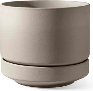 LE TAUCI Large 14 Inch Plant Pot with Saucer | Ceramic Outdoor & Indoor Big Planter Pot | Drainage Hole, Mesh Pad | Unglazed Porous | Modern Minimalist for Home and Patio Neutral Gray LE TAUCI Large 14 Inch Plant Pot with Saucer | Ceramic Outdoor & Indoor Big Planter Pot | Drainage Hole, Mesh Pad | Unglazed Porous | Modern Minimalist for Home and Patio Neutral Gray