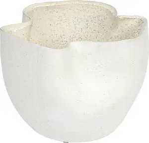 Bloomingville 7.25 Inches Stoneware Ruffled Planter with Sand Finish and Reactive Glaze, Holds 4 Inches Pot, White Bloomingville 7.25 Inches Stoneware Ruffled Planter with Sand Finish and Reactive Glaze, Holds 4 Inches Pot, White