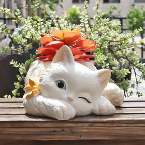 Uniboho Cat Planter for Indoor Outdoor Plants - Cute Plant Pots Succulent Flower Cactus Animal Desk Planters with Drainage, Cat Lover Gfts for Women 8.7x6.7x4.0 inch Uniboho Cat Planter for Indoor Outdoor Plants - Cute Plant Pots Succulent Flower Cactus Animal Desk Planters with Drainage, Cat Lover Gfts for Women 8.7x6.7x4.0 inch