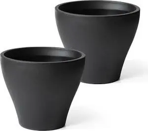 Step2 Fernway Round Planter, Large Planters for Outdoor Plants, Gardening and Flower Pot for Patio or Porch, Efficient Drainage, Durable Plastic, Onyx Black, 2-Pack Step2 Fernway Round Planter, Large Planters for Outdoor Plants, Gardening and Flower Pot for Patio or Porch, Efficient Drainage, Durable Plastic, Onyx Black, 2-Pack