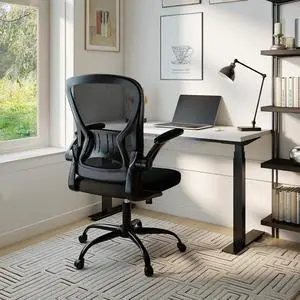 Youhauchair Adjustable Mesh Ergonomic Office Chair with Wheels, Black | Flip-up Arms, Lumbar Support, Home Desk Chair, Height Adjustable, Breathable, Mid Back Swivel Compurter Chair, Set of 1 Youhauchair Adjustable Mesh Ergonomic Office Chair with Wheels, Black | Flip-up Arms, Lumbar Support, Home Desk Chair, Height Adjustable, Breathable, Mid Back Swivel Compurter Chair, Set of 1