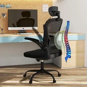 ralex-chair Office Desk Chair with Adjustable Headrest and Flip-Up Armrests | 300lbs Ergonomic Computer Chair with Adjustable Height, Comfortable for Home, Office, Conference Room-Black ralex-chair Office Desk Chair with Adjustable Headrest and Flip-Up Armrests | 300lbs Ergonomic Computer Chair with Adjustable Height, Comfortable for Home, Office, Conference Room-Black