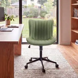 YOUNIKE Office Desk Chair with Wheels Armless Vanity Chair Modern Tan | Faux Leather Upholstered with Rocking Back, Swivel Height Adjustable Small Cute Computer Rolling Task Chair Ergonomic 300lb YOUNIKE Office Desk Chair with Wheels Armless Vanity Chair Modern Tan | Faux Leather Upholstered with Rocking Back, Swivel Height Adjustable Small Cute Computer Rolling Task Chair Ergonomic 300lb