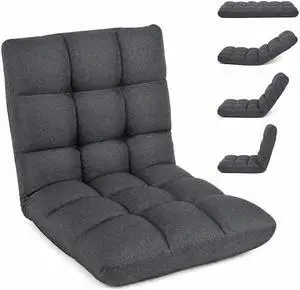 COSTWAY Floor Chair, Folding Gaming Chair with Back Support (Gray) | 14 Adjustable Positions, Alloy Steel Frame, Lazy Sofa Lounge for Playing Reading Meditating Room Recliner for Adults, Kids COSTWAY Floor Chair, Folding Gaming Chair with Back Support (Gray) | 14 Adjustable Positions, Alloy Steel Frame, Lazy Sofa Lounge for Playing Reading Meditating Room Recliner for Adults, Kids