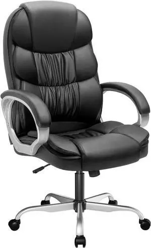 VICTONE Big and Tall Office Chair Ergonomic Desk Chair High Back Executive Computer Chair Adjustable Swivel PU Leather Task Chair with Padded Armrests and Lumbar Support (Black) VICTONE Big and Tall Office Chair Ergonomic Desk Chair High Back Executive Computer Chair Adjustable Swivel PU Leather Task Chair with Padded Armrests and Lumbar Support (Black)