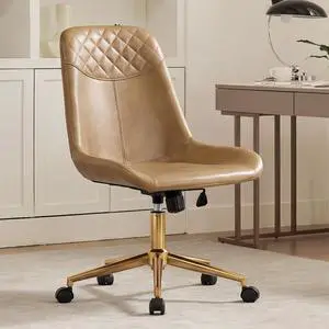 DUHOME Modern PU Leather Office Chair Desk Chair Swivel Computer Chair with Gold Base Camel DUHOME Modern PU Leather Office Chair Desk Chair Swivel Computer Chair with Gold Base Camel