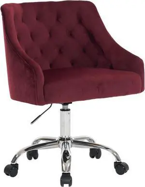 ATTICA Vanity Chair with Back, Upholstered Velvet Swivel Desk Chair for Home Office, Diamond Cluster Back Design with Adjustable Wheels for Living Room, Bedroom, Comfortable Study (Burgundy) ATTICA Vanity Chair with Back, Upholstered Velvet Swivel Desk Chair for Home Office, Diamond Cluster Back Design with Adjustable Wheels for Living Room, Bedroom, Comfortable Study (Burgundy)
