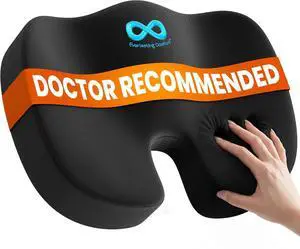 Everlasting Comfort Doctor Recommended Memory Foam Seat Cushion for Office Chairs & Car - Ergonomic Office Desk Accessories - Cushions for Tailbone Pain Relief, Sciatica (Black, Large) Everlasting Comfort Doctor Recommended Memory Foam Seat Cushion for Office Chairs & Car - Ergonomic Office Desk Accessories - Cushions for Tailbone Pain Relief, Sciatica (Black, Large)