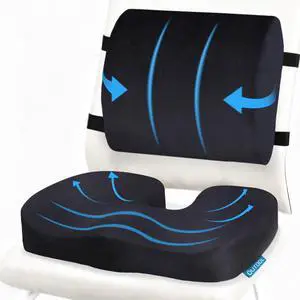 QUTOOL Seat Cushion and Lumbar Support Set for Office Chair Supports Lower Back & Hips for Long Sitting Comfort, Helps Maintain a Comfortable Sitting Position, Ergonomic Memory Foam, Washable Cover QUTOOL Seat Cushion and Lumbar Support Set for Office Chair Supports Lower Back & Hips for Long Sitting Comfort, Helps Maintain a Comfortable Sitting Position, Ergonomic Memory Foam, Washable Cover