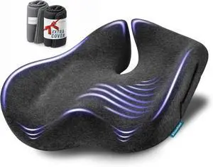 Ergo Office Chair Cushion for Back Pain, Sciatica, Tailbone Pain Relief | Extra Large Office Chair Cushion for Healthy Sitting Posture, Sciatica Pain Relief Pillow With Extra Cover (Gray) Ergo Office Chair Cushion for Back Pain, Sciatica, Tailbone Pain Relief | Extra Large Office Chair Cushion for Healthy Sitting Posture, Sciatica Pain Relief Pillow With Extra Cover (Gray)