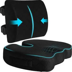 Back&Seat Cushion, Chair Cushions, Lumbar Back Support Pillow, Black/Large | Breathable Memory Foam Back Support Pillow, Portable Airplane Seat Cushion for Travel, Computer Desk, Wheelchair, Driving Back&Seat Cushion, Chair Cushions, Lumbar Back Support Pillow, Black/Large | Breathable Memory Foam Back Support Pillow, Portable Airplane Seat Cushion for Travel, Computer Desk, Wheelchair, Driving
