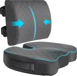 Back&Seat Cushion, Chair Cushions, Lumbar Back Support Pillow, Grey/Large | Breathable Memory Foam Back Support Pillow, Portable Airplane Seat Cushion for Travel, Computer Desk, Wheelchair, Driving Back&Seat Cushion, Chair Cushions, Lumbar Back Support Pillow, Grey/Large | Breathable Memory Foam Back Support Pillow, Portable Airplane Seat Cushion for Travel, Computer Desk, Wheelchair, Driving