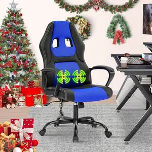 Gaming Chair Massage Office Chair Ergonomic Video Game Chairs Adjustable Reclining Computer Chair with Lumbar Support Armrest Headrest Task Rolling Swivel Chair Game Chair for Adult Teen, Blue Gaming Chair Massage Office Chair Ergonomic Video Game Chairs Adjustable Reclining Computer Chair with Lumbar Support Armrest Headrest Task Rolling Swivel Chair Game Chair for Adult Teen, Blue