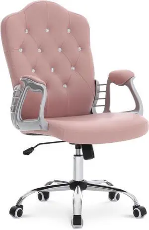 BarberPub Ergonomic Nail Chair, Diamond Tufted Swivel Pink 3535 BarberPub Ergonomic Nail Chair, Diamond Tufted Swivel Pink 3535