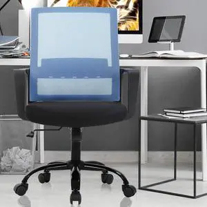 Ergonomic Office Chair Desk Chair Computer Chair Mid Back Mesh Chair with Lumbar Support & Armrest Modern Adjustable Height Swivel Task Executive Chair for Women Men Adult, Blue Ergonomic Office Chair Desk Chair Computer Chair Mid Back Mesh Chair with Lumbar Support & Armrest Modern Adjustable Height Swivel Task Executive Chair for Women Men Adult, Blue