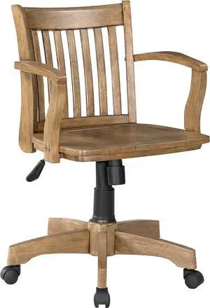 OSP Home Furnishings Deluxe Wood Banker's Home Office Desk Chair with Adjustable Height, Locking Tilt and Heavy Duty Base, Medium Oak Finish OSP Home Furnishings Deluxe Wood Banker's Home Office Desk Chair with Adjustable Height, Locking Tilt and Heavy Duty Base, Medium Oak Finish