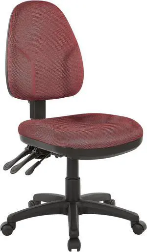 Office Star Ergonomic Dual Function Office Task Chair with Adjustable Padded Back and Built-in Lumbar Support, Armless, Diamond Wine Fabric Office Star Ergonomic Dual Function Office Task Chair with Adjustable Padded Back and Built-in Lumbar Support, Armless, Diamond Wine Fabric