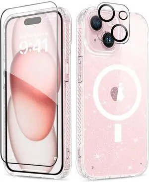 MIODIK Magnetic for iPhone 15 Plus Case Clear Glitter, Sparkle Clear | with Screen Protector + Camera Lens Protector, Protective Shockproof Phone Case, Slim Women Girls iPhone 15Plus Cover 6.7" MIODIK Magnetic for iPhone 15 Plus Case Clear Glitter, Sparkle Clear | with Screen Protector + Camera Lens Protector, Protective Shockproof Phone Case, Slim Women Girls iPhone 15Plus Cover 6.7"