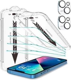 EZ-GLAZ-4+2 Pack for iPhone 13 Screen Protector (6.1") HD Clear | 2-Pack Lens Protectors, Alignment Kit, Easy Installation, Case-Friendly, 9H+ Tempered Glass, Scratch Resistant, Ultra Clear EZ-GLAZ-4+2 Pack for iPhone 13 Screen Protector (6.1") HD Clear | 2-Pack Lens Protectors, Alignment Kit, Easy Installation, Case-Friendly, 9H+ Tempered Glass, Scratch Resistant, Ultra Clear