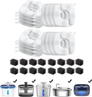 Veken Cat Water Fountain Filters, 16 Pack Replacement Filters | and 16 Pack Replacement Pre-Filter Sponges Set for 50oz, 84oz, 95oz or 108oz Automatic Pet Fountain Dog Water Dispenser Veken Cat Water Fountain Filters, 16 Pack Replacement Filters | and 16 Pack Replacement Pre-Filter Sponges Set for 50oz, 84oz, 95oz or 108oz Automatic Pet Fountain Dog Water Dispenser