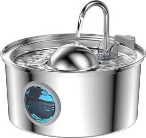 AONBOY Cat Water Fountain Stainless Steel, 108oz/3.2L Cat Fountain, Pet Water Fountain with Water Level Window, Hemispherical Shape, Multi-Filter, Silent Pump, Water Tap, Provides Flowing Water AONBOY Cat Water Fountain Stainless Steel, 108oz/3.2L Cat Fountain, Pet Water Fountain with Water Level Window, Hemispherical Shape, Multi-Filter, Silent Pump, Water Tap, Provides Flowing Water