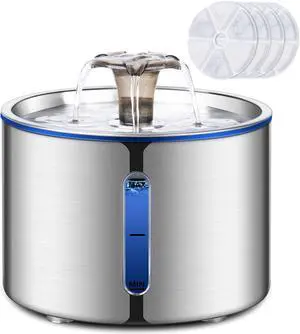 BOORCA Cat Fountain, 84oz/2.5L Stainless Steel Pet Water Fountain, Automatic Dog Water Dispenser, Water Level Window, Ultra-Quiet Pump, Perfect for Cats, Dogs and Multiple Pets, 4 Filters BOORCA Cat Fountain, 84oz/2.5L Stainless Steel Pet Water Fountain, Automatic Dog Water Dispenser, Water Level Window, Ultra-Quiet Pump, Perfect for Cats, Dogs and Multiple Pets, 4 Filters