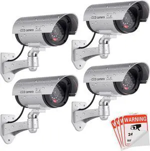 FITNATE 4-Pack Dummy Security Camera, LED Flashing Light, Outdoor Indoor | Realistic Dummy with Flashing LED, 4 Warning Stickers, Battery Operated, Easy Mount for Home, Office, Outdoor & Indoor FITNATE 4-Pack Dummy Security Camera, LED Flashing Light, Outdoor Indoor | Realistic Dummy with Flashing LED, 4 Warning Stickers, Battery Operated, Easy Mount for Home, Office, Outdoor & Indoor