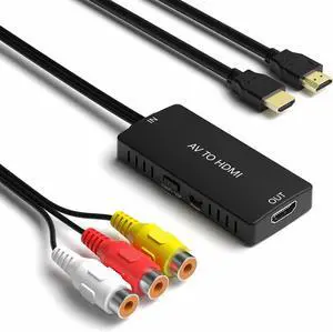 LVY RCA to HDMI Converter AV to HDMI Adapter Composite/CVBS to HDMI Video Audio Converter, Widely Compatible with Various RCA Equipment for N64, PS2, PC, Laptop, VHS, VCR, Camera DV ect. LVY RCA to HDMI Converter AV to HDMI Adapter Composite/CVBS to HDMI Video Audio Converter, Widely Compatible with Various RCA Equipment for N64, PS2, PC, Laptop, VHS, VCR, Camera DV ect.