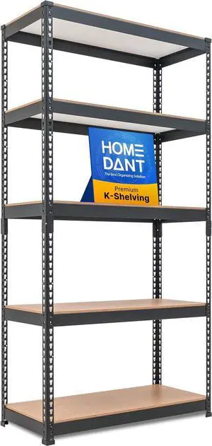 HOMEDANT Black 35.9" W 5 Tier Storage Shelves Garage Shelving Unit Metal HOMEDANT Black 35.9" W 5 Tier Storage Shelves Garage Shelving Unit Metal