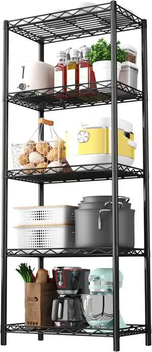HOMEFORT 5-Tier Wire Shelving 5 Shelves Unit Metal Storage Rack Durable Organizer Perfect for Pantry Closet Kitchen Laundry Organization in Black HOMEFORT 5-Tier Wire Shelving 5 Shelves Unit Metal Storage Rack Durable Organizer Perfect for Pantry Closet Kitchen Laundry Organization in Black