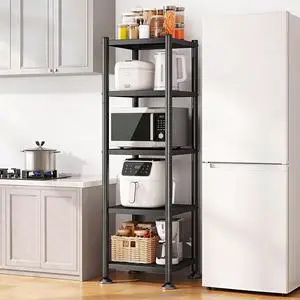 PXRACK 5-Tier Kitchen Storage Shelves, Adjustable Metal Shelves for Storage Pantry Shelves with Rolling Wheels, Storage Rack Shelving Unit Organizer for Bedroom Laundry Closet PXRACK 5-Tier Kitchen Storage Shelves, Adjustable Metal Shelves for Storage Pantry Shelves with Rolling Wheels, Storage Rack Shelving Unit Organizer for Bedroom Laundry Closet
