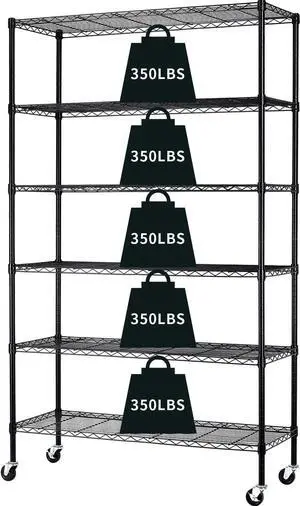 HCY 6-Tier Storage Shelf Heavy Duty Shelving Unit NSF Height Adjustable Metal Rack with Wheels for Laundry Bathroom Kitchen Garage Pantry Organization 2100 LBS Capacity-82*48*18 inch, (Black) HCY 6-Tier Storage Shelf Heavy Duty Shelving Unit NSF Height Adjustable Metal Rack with Wheels for Laundry Bathroom Kitchen Garage Pantry Organization 2100 LBS Capacity-82*48*18 inch, (Black)