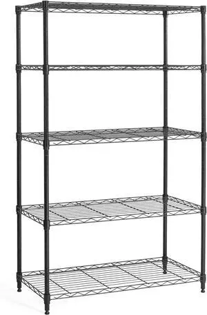 CAPHAUS 3/4/5-Tier Adjustable Height Wire Shelving Unit, Wire Rack Shelving, Metal Steel Storage Shelves, Garage Shelving Storage Organizer, Utility Storage Shelf, 5-Tier Without Wheels, Black CAPHAUS 3/4/5-Tier Adjustable Height Wire Shelving Unit, Wire Rack Shelving, Metal Steel Storage Shelves, Garage Shelving Storage Organizer, Utility Storage Shelf, 5-Tier Without Wheels, Black