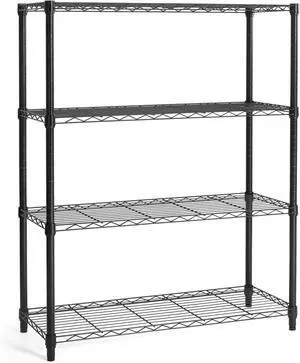 CAPHAUS 4-Tier Adjustable Height Wire Shelving Unit, Wire Rack Shelving, Metal Steel Storage Shelves, Garage Shelving Storage Organizer, Utility Storage Shelf, Without Wheels, Black CAPHAUS 4-Tier Adjustable Height Wire Shelving Unit, Wire Rack Shelving, Metal Steel Storage Shelves, Garage Shelving Storage Organizer, Utility Storage Shelf, Without Wheels, Black