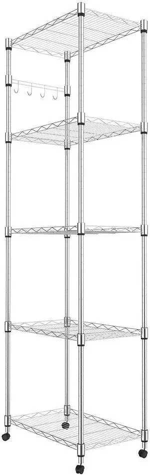Homdox 5 Tier Steel Wire Shelving Unit on Wheels,Chrome Shelves for Garage Kitchen Living Room,Heavy Duty Shelving Rack, 23.2 x 13.8 x 72 inch (L x W x H) Homdox 5 Tier Steel Wire Shelving Unit on Wheels,Chrome Shelves for Garage Kitchen Living Room,Heavy Duty Shelving Rack, 23.2 x 13.8 x 72 inch (L x W x H)